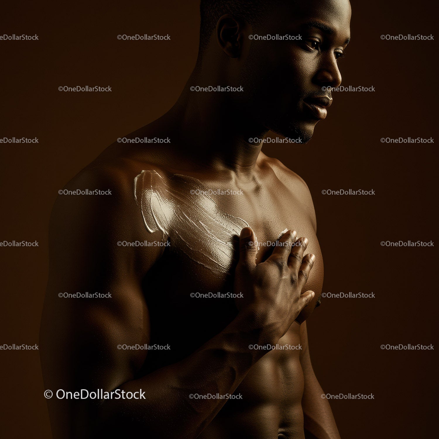 Artistic Male Portrait with Body Paint and Sculptural Makeup