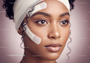 Close-up Portrait of Elegant Woman with Flawless Skin and Curly Black Hair