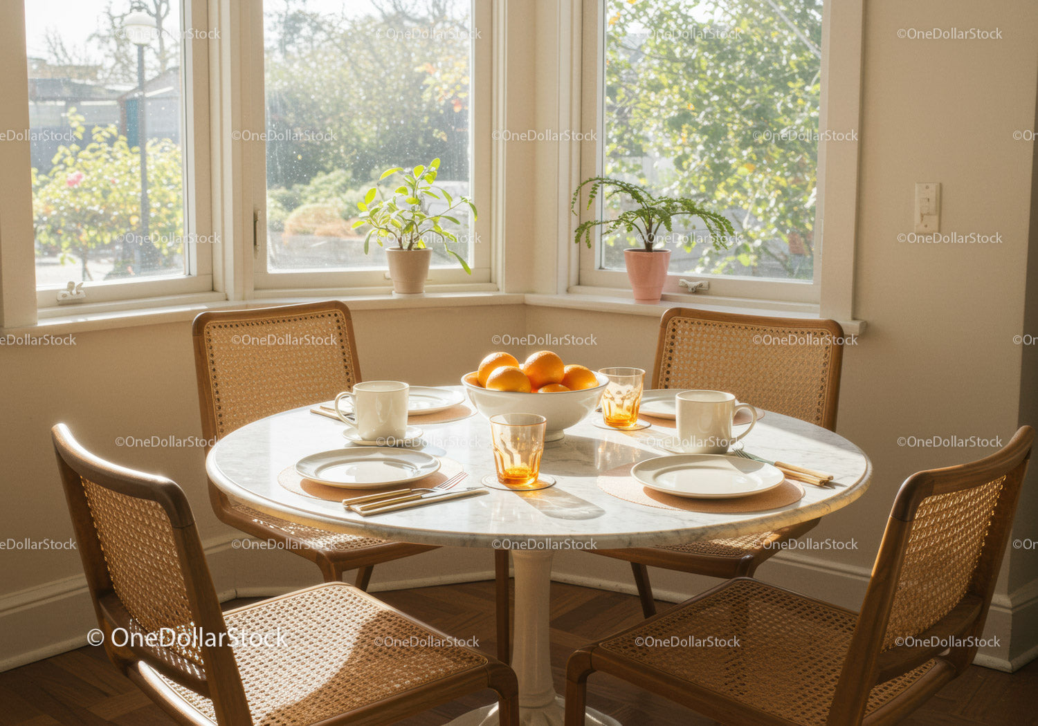 Bright dining nook with natural sunlight and cozy decor