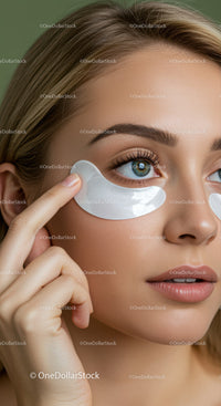 Young Woman Applying Eye Patches for Skincare Routine