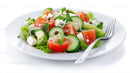 Fresh Vegetable Salad with Cherry Tomatoes and Cucumber Slices