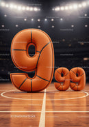 Basketball Styled Number 99 on Hardwood Court