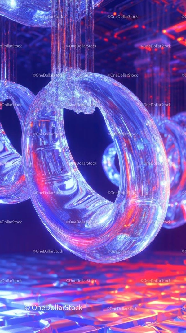 Vivid Illuminated Glass Sculpture with Neon Light Effects