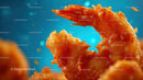 Crispy Fried Shrimp with Golden Batter on Blue Background