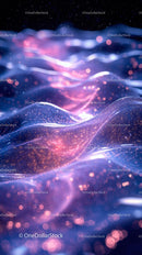 Abstract Neon Light Waves with Sparkling Particles in Cosmic Background