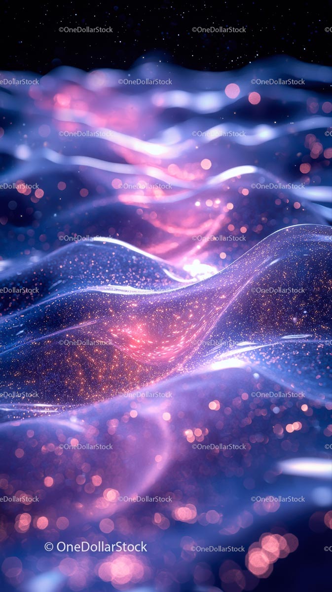 Abstract Neon Light Waves with Sparkling Particles in Cosmic Background