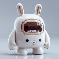 Futuristic Toy Robot with Large Eyes and Bunny Ears for Kids