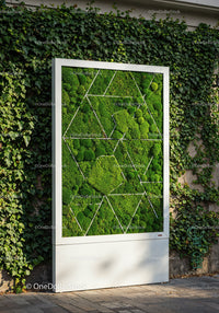 Modern Green Moss Wall Art with Geometric Design for Exterior Use