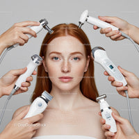 Redhead Woman Receiving Facial Cleansing Treatment with Beauty Devices