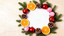 Festive Christmas wreath with orange slices and ornaments