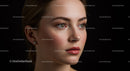 Beautiful Woman with Green Eyes and Flawless Skin Portrait