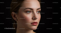 Beautiful Woman with Green Eyes and Flawless Skin Portrait