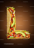 Delicious chicken tacos with fresh vegetables and avocado