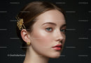 Elegant Woman with Gold Jewelry and Stylish Hairpin in Beauty Portrait