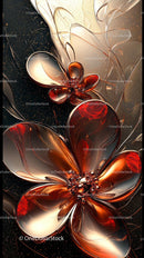 Abstract Metallic Flower with Bubbles in Cosmic Fractal Design