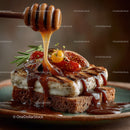 Sweet Honey Drizzle Over Toasted Cheese Bread with Fresh Vegetables