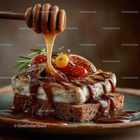 Sweet Honey Drizzle Over Toasted Cheese Bread with Fresh Vegetables