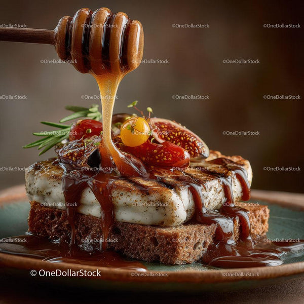 Sweet Honey Drizzle Over Toasted Cheese Bread with Fresh Vegetables