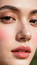 Close-up of natural makeup on young woman face