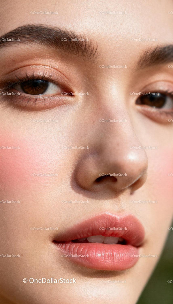 Close-up of natural makeup on young woman face