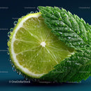 Close-Up of Fresh Lime with Mint Leaf and Water Droplets
