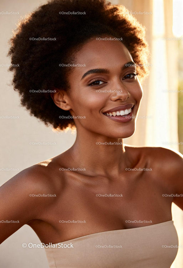 Confident young woman smiling in natural sunlight