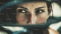 Captivating Close-Up of Woman with Blue Eyes and Freckles Outdoor