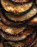 Close-Up of Roasted Zucchini Slices with Crispy Seasoned Edges