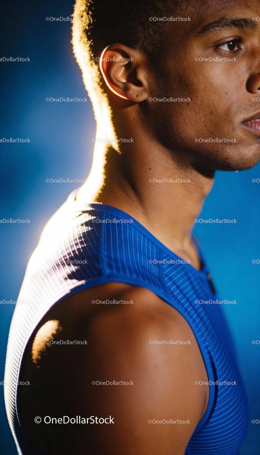 Focused Athlete Preparing for Competition in Sportswear