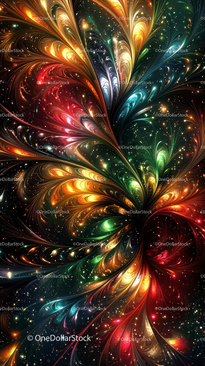 Vibrant Cosmic Fractal Swirl with Dynamic Light Patterns