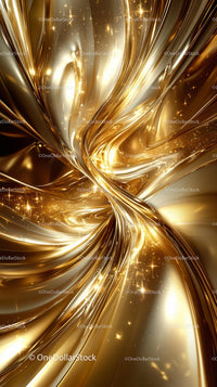 Luxurious Abstract Gold Swirls with Sparkling Particles