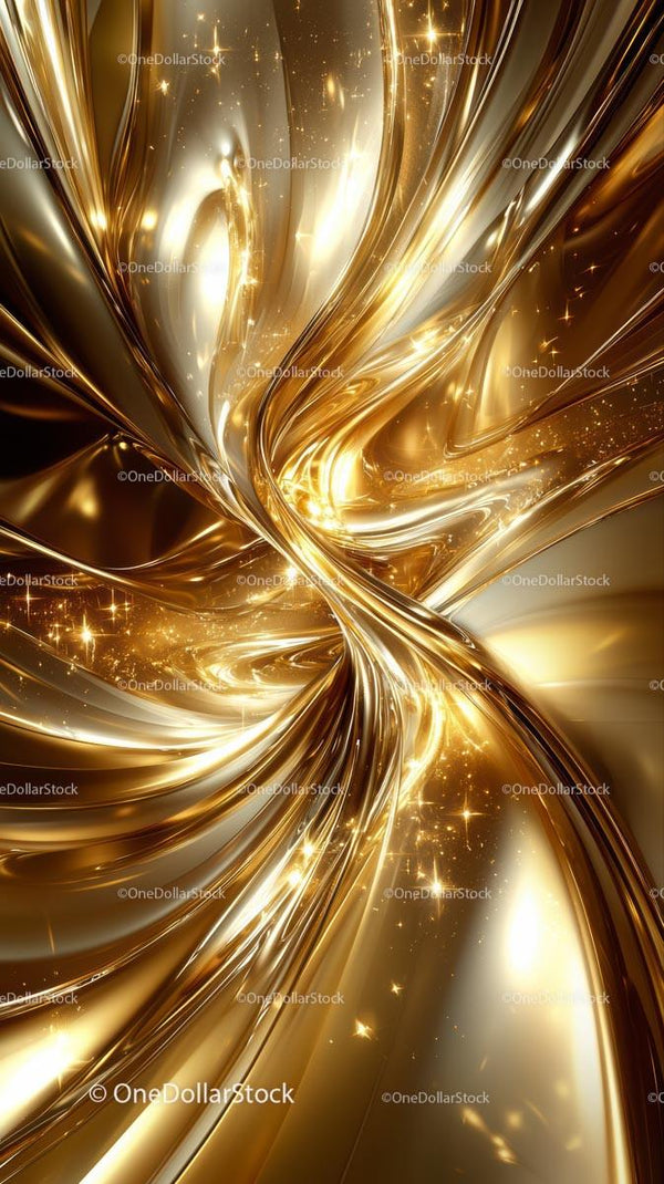 Luxurious Abstract Gold Swirls with Sparkling Particles