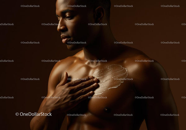 Elegant African Woman Applying Skin Lotion in Beauty Portrait