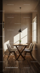 Cozy dining nook with sunlight and minimalist decor