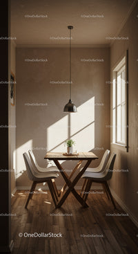 Cozy dining nook with sunlight and minimalist decor