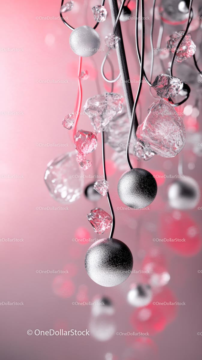 Elegant Glass and Crystal Hanging Decorations with Silver Spheres