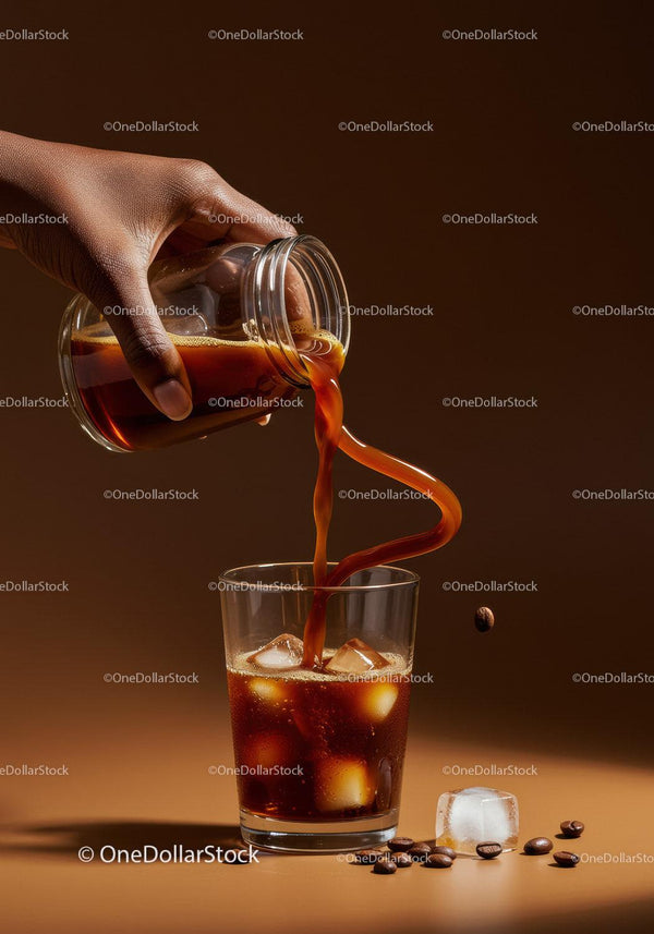 Nalewanie Kawy Cold Brew z Kostkami Lodu