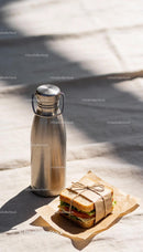 Reusable Bottle and Fresh Sandwich Packed for Lunch
