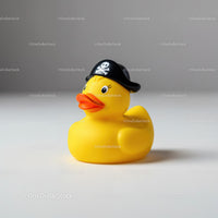 Yellow Rubber Duck Wearing Pirate Hat for Fun Bath Time