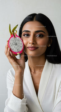 Asian Woman Holding Fresh Dragon Fruit for Healthy Lifestyle