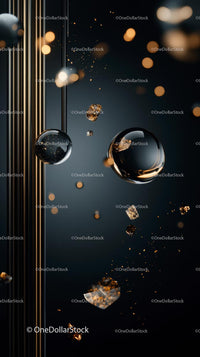 Elegant Abstract with Bubbles and Gold Particles in Modern Design