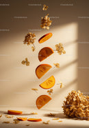Levitation of Persimmon Slices with Dried Hydrangea Flowers