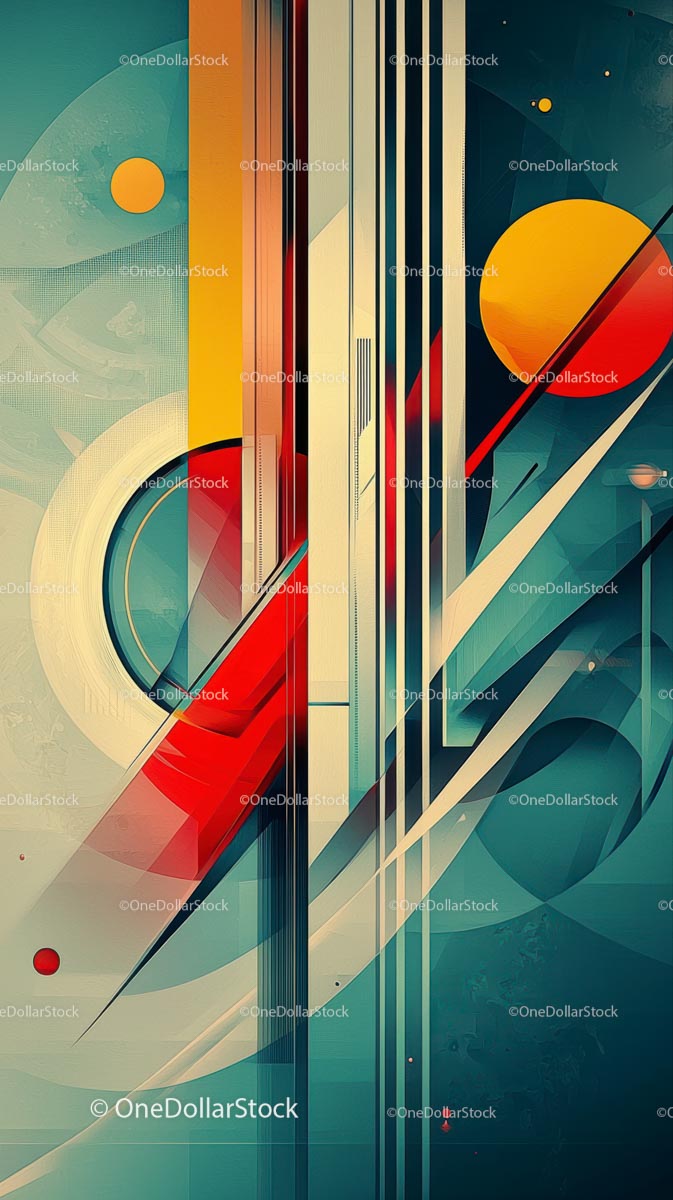 Żywa, geometryczna sztuka abstrakcyjna w jasnych kolorach do nowoczesnego designu