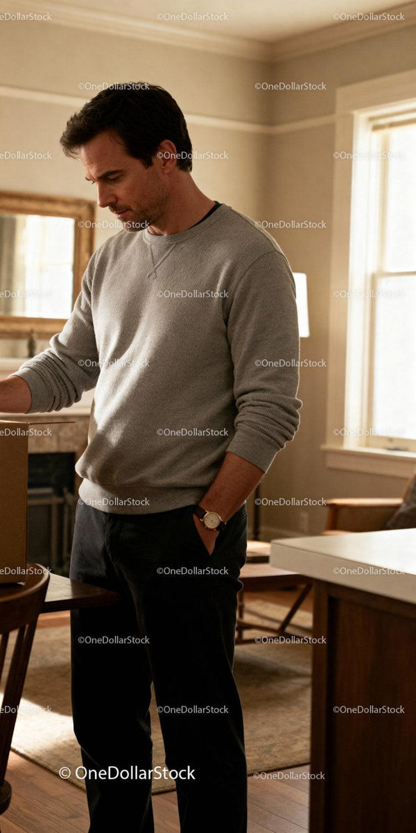 Thoughtful man reading a letter indoors at home