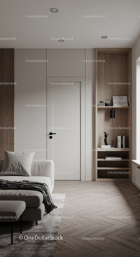 Minimalist living room with neutral tones and modern decor