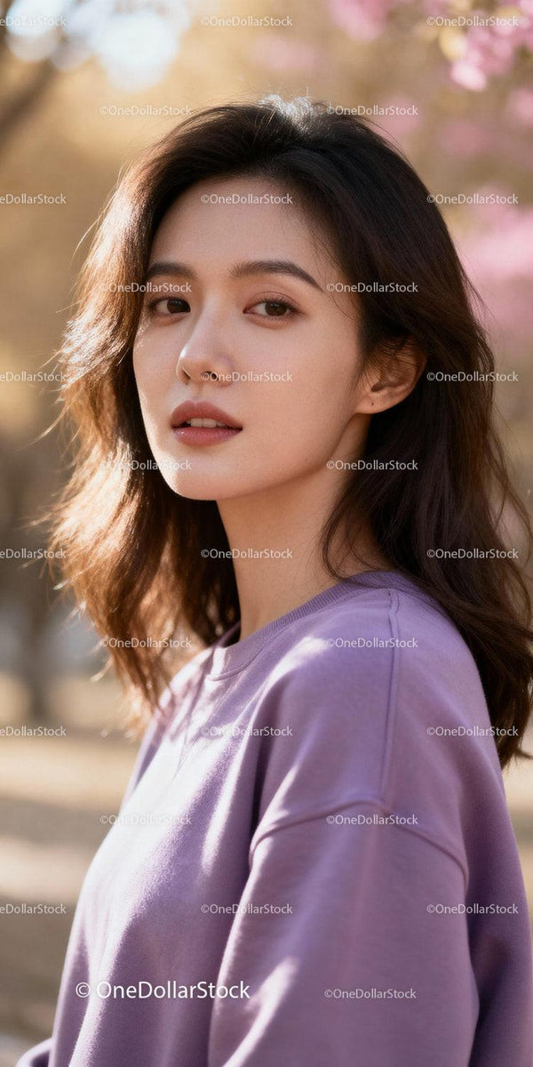 Young woman with serene expression in soft natural light