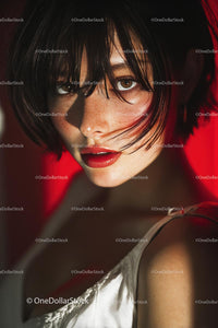 Dramatic Close-Up of a Beautiful Woman with Intense Expression