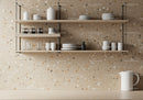 Minimalist Kitchen Shelves with Modern Glass and Ceramicware