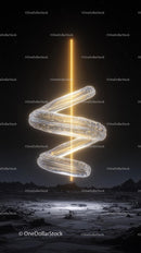 High-Tech Luminous DNA Double Helix in Space Landscape