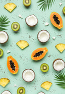 Tropical fruit assortment with coconut and papaya slices